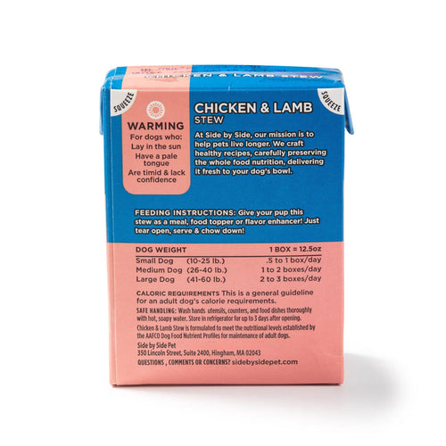 Side by Side Warming – Chicken + Lamb Stew for Dogs (12.5 oz)