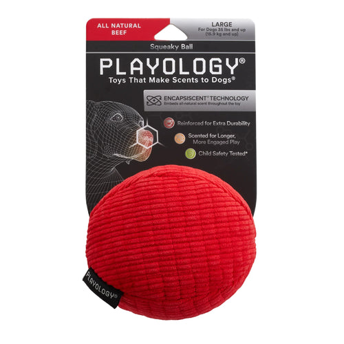 Playology Plush Squeaky Ball Dog Toy (Beef Medium)