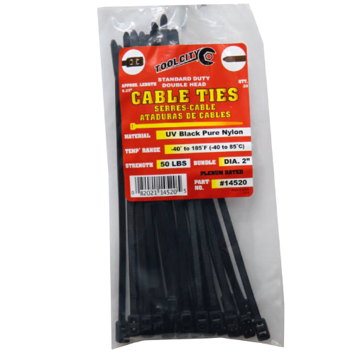 Tool City 8.25 in. L Black Cable Tie 50LB SD DOUBLE HEAD 25 Pack (8.25