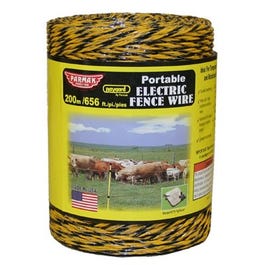 Electric Fence Wire, Yellow & Black Aluminum & Fiberglass, 656-Ft.