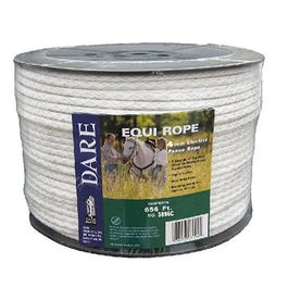 Electric Fence Rope, White, Polyethylene With Stainless Steel Wire, 5/64-In. x 656-Ft.