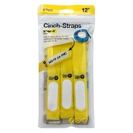 Cinch-Strap Storage Straps, Yellow, 12-In., 8-Pk.
