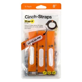 Cinch-Strap Storage Straps, Orange, 8-In., 9-Pk.