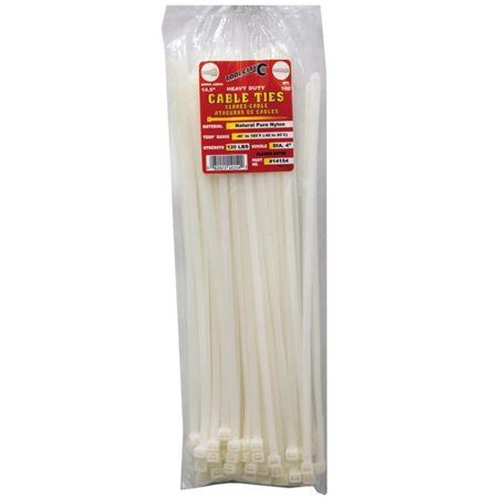 Tool City 14.5 In. L White Cable Tie 120LB Heavy Duty 100 Pack