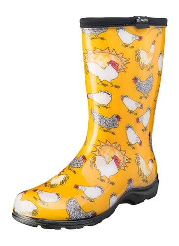 Sloggers Women's Rain & Garden Boot Yellow Chicken Daffodil Design