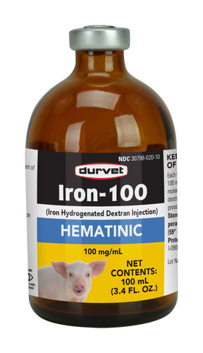 Durvet Iron-100 Iron Hydrogenated Dextran Injection