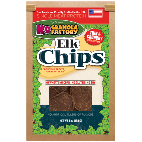 K9 Granola Chip Collection, Single Meat Protein Elk Chips for Dogs