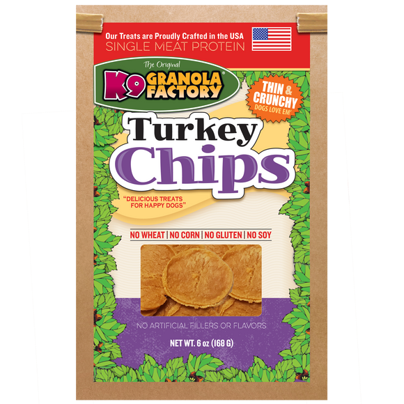 K9 Granola Chip Collection, Single Meat Protein Turkey Chips for Dogs (6 Oz)