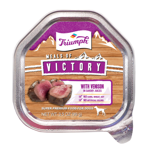 Triumph Meals of Victory with Venison Recipe Wet Dog Food Cups