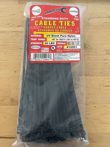 Tool City 8 In. L Black Cable Tie 100 Pack