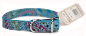 PAISLEY LTHR COLLAR 14" TURQ