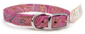 PAISLEY LTHR COLLAR 20" PINK