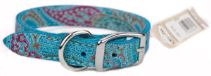 PAISLEY LTHR COLLAR 16" TURQ