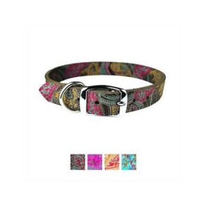 PAISLEY LTHR COLLAR 26" CHOC