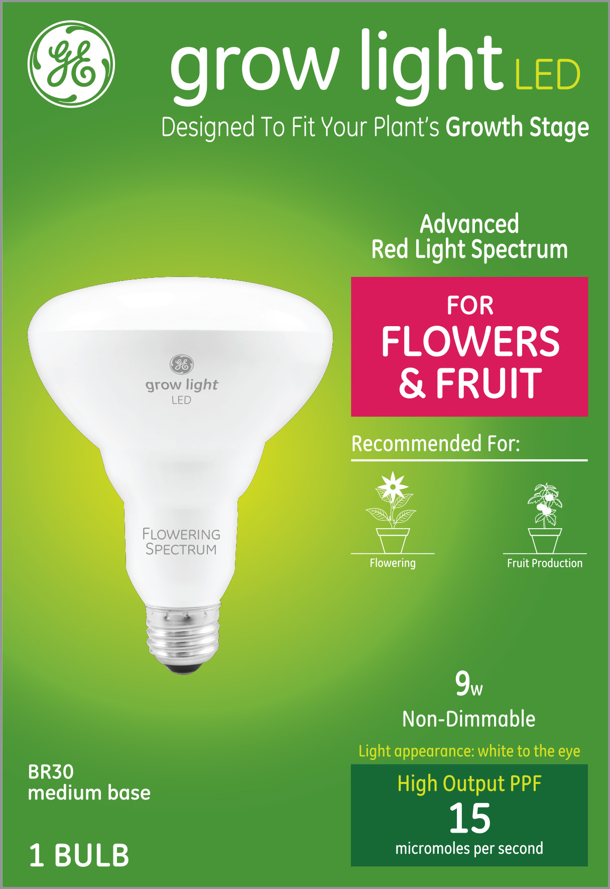 GROW LIGHT LED BULB FLWRS 9W