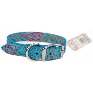 PAISLEY LTHR COLLAR 18" TURQ