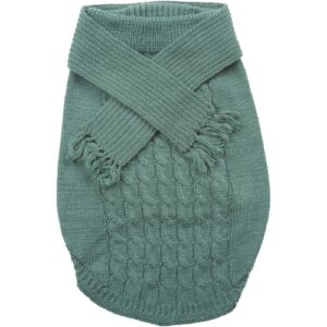 DOG SCARF SWEATER SAGE LG