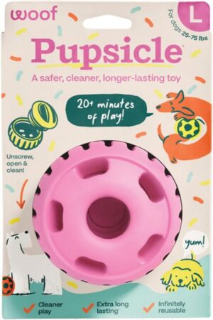 WOOF PUPSICLE BDAY PINK LG