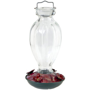 FLUTED GLASS HUMMINGBIRD FEEDER