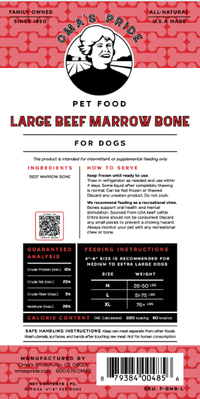 OP FRZN BEEF MARROW BONE EACH